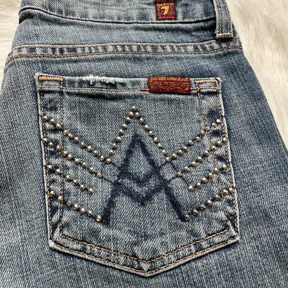 7 for All Mankind Low Rise Vintage Flare Crop Jeans Size 25 - Picture 2 of 14